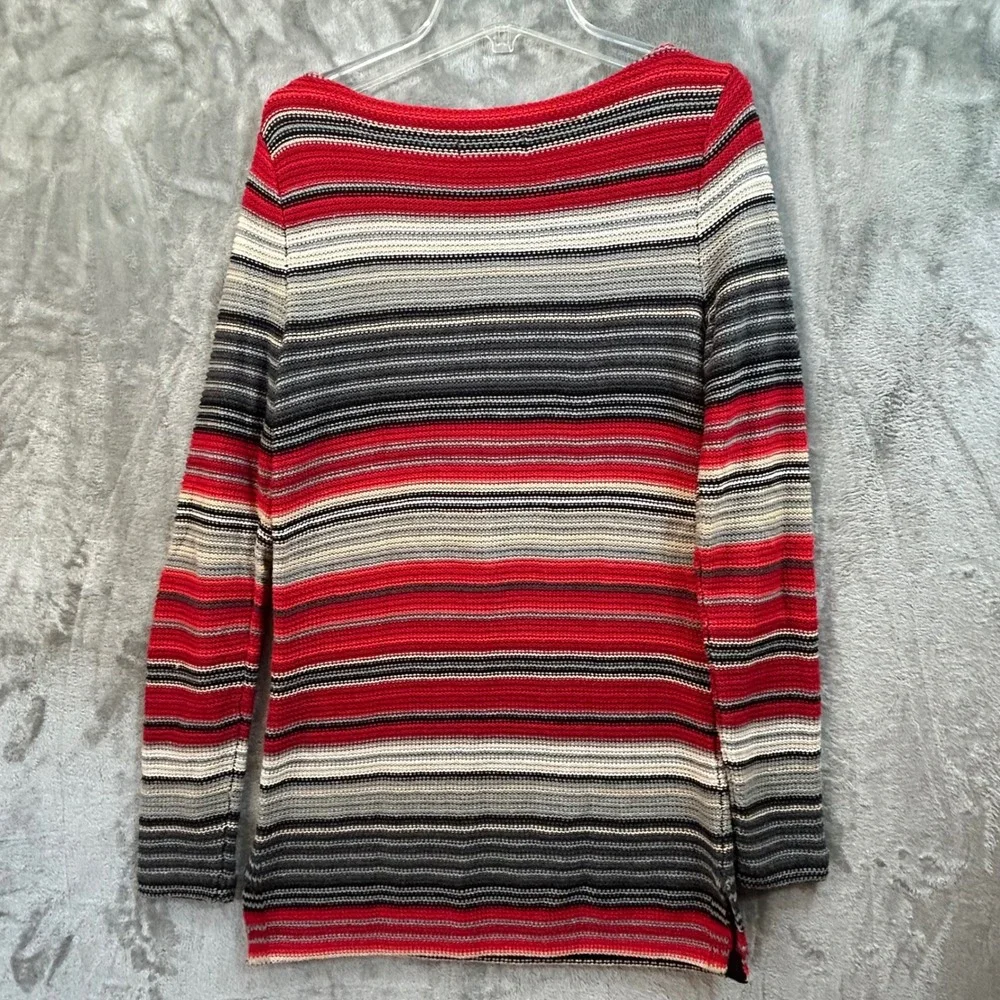 Lauren‎ Ralph Lauren Red Striped Sweater Small Boatneck Nautical Preppy Knit